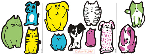 Fur Ever Friends Fabric Wall Stickers - Adorable Cat & Dog Themed Home Decor