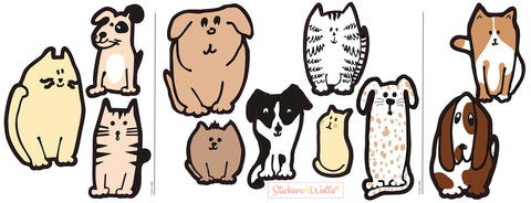 Fur Ever Friends Fabric Wall Stickers - Adorable Cat & Dog Themed Home Decor