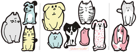 Fur Ever Friends Fabric Wall Stickers - Adorable Cat & Dog Themed Home Decor