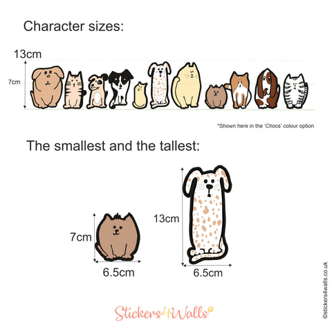 Fur Ever Friends Fabric Wall Stickers - Adorable Cat & Dog Themed Home Decor