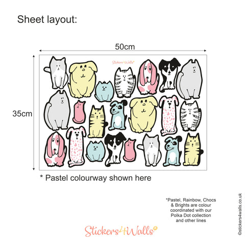 Fur Ever Friends Fabric Wall Stickers - Adorable Cat & Dog Themed Home Decor