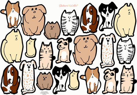 Fur Ever Friends Fabric Wall Stickers - Adorable Cat & Dog Themed Home Decor