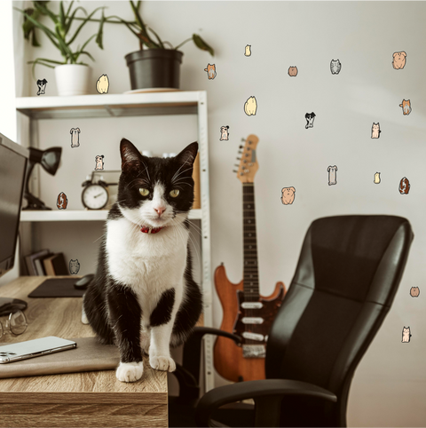 Fur Ever Friends Fabric Wall Stickers – Adorable Cat & Dog