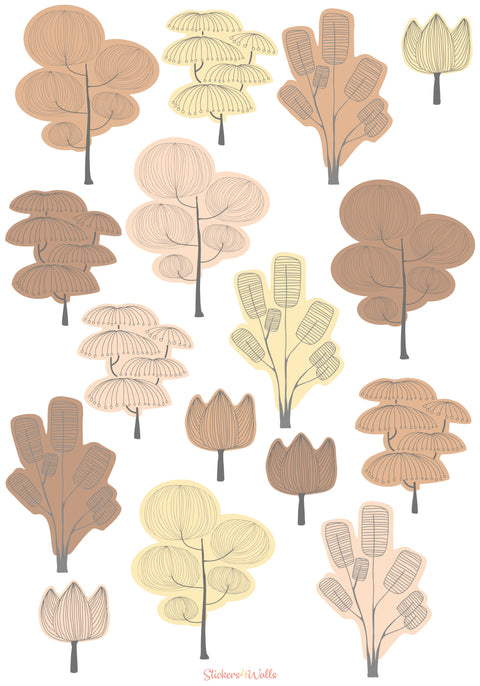 Colorful Trees Fabric Wall Stickers – Brighten Up Plain Walls