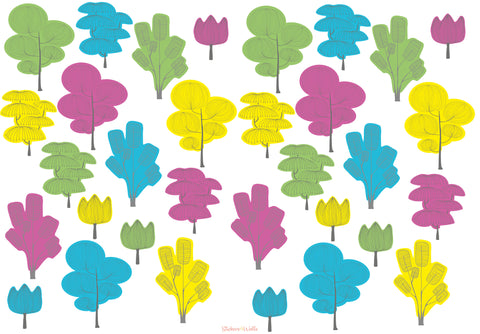 Colorful Trees Fabric Wall Stickers – Brighten Up Plain Walls