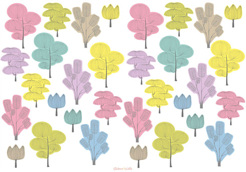 Colorful Trees Fabric Wall Stickers – Brighten Up Plain Walls