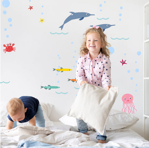Dolphin Wall Stickers Extension Pack | Reusable Fabric Decor