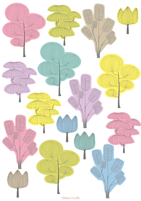 Colorful Trees Fabric Wall Stickers – Brighten Up Plain Walls