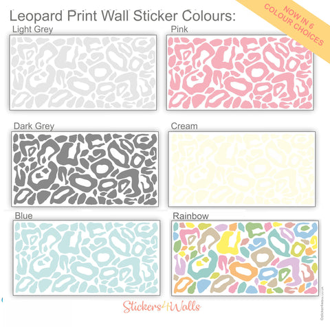 Coloured Leopard Print Fabric Wall Stickers - Reusable