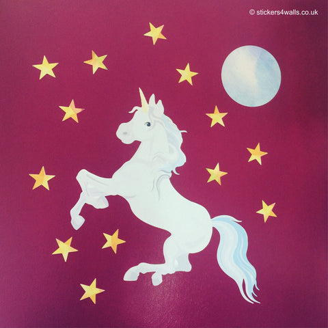 Unicorn Wall Sticker, Unicorn Stars Wall Sticker, Unicorn Fabric Wall Decal, Unicorn wall sticker, Fairytale unicorn decal