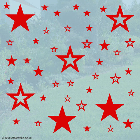 Reusable Star Window Decorations, White or Red Window Cling Stickers