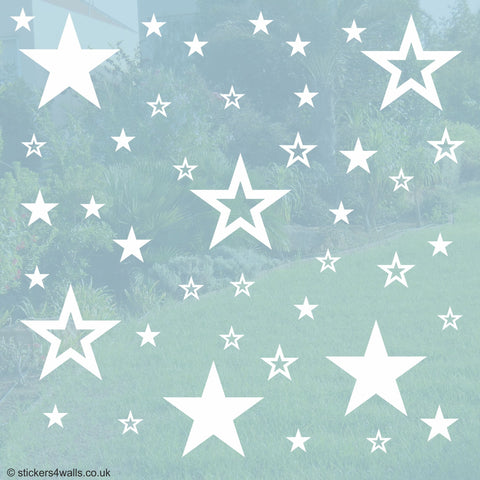 Reusable Star Window Decorations, White or Red Window Cling Stickers