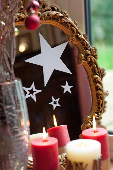Reusable Star Window Decorations, White or Red Window Cling Stickers