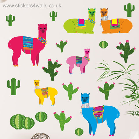 Alpaca & Cactus Themed Wall Stickers - South American Peruvian Design | alpaca and cactus