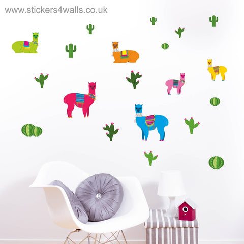Alpaca & Cactus Themed Wall Stickers - South American Peruvian Design | alpaca and cactus