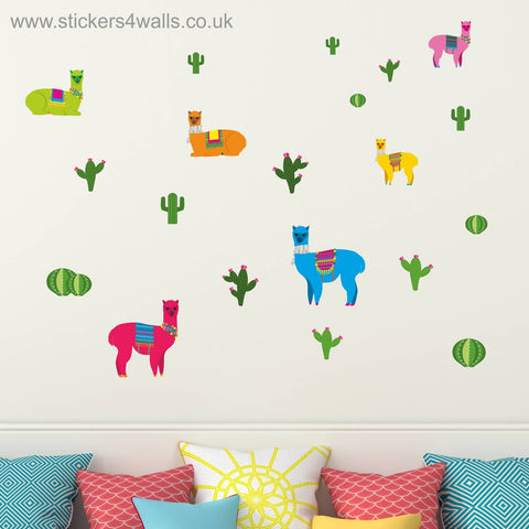 Alpaca & Cactus Themed Wall Stickers - South American Peruvian Design | alpaca and cactus