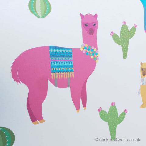 Alpaca & Cactus Themed Wall Stickers - South American Peruvian Design | alpaca and cactus