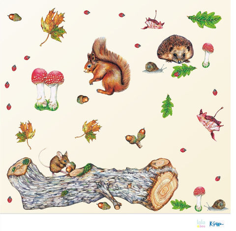 Reusable Woodland Animal Wall Stickers, Squirrel Wall Decals, Hedgehog Wall Stickers, Woodland Wallart For Nursery Or Children's Bedroom
