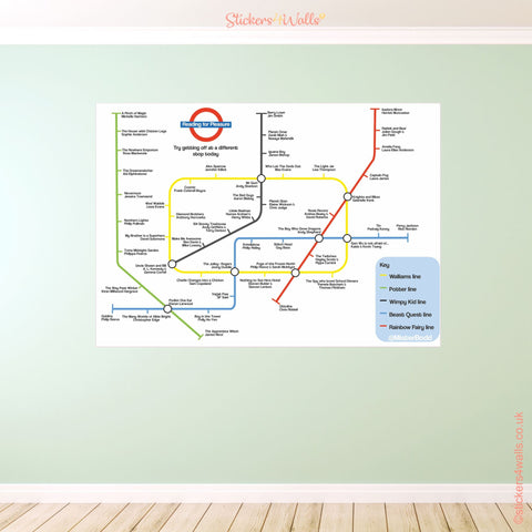 Educational Interactive Tube Reading Map Keystage 2 Wall Sticker, Kids Reading Map Wall Decal For Home or School