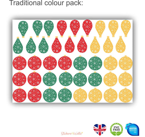 Bauble Wall Stickers part of Reusable Christmas Tree Wall Sticker