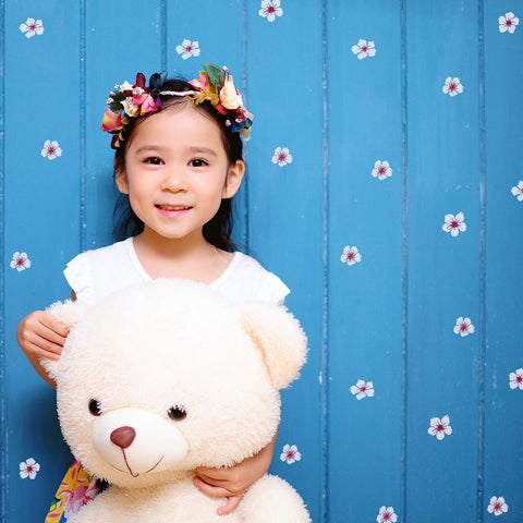 Reusable Cherry Blossom Wall Stickers, Set of 54 Decorative Fabric Flowers Decals