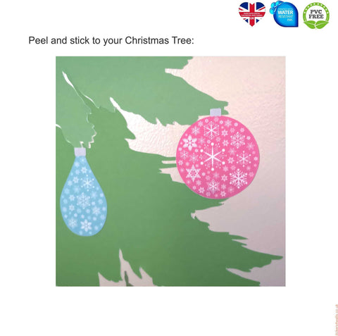 Bauble Wall Stickers part of Reusable Christmas Tree Wall Sticker