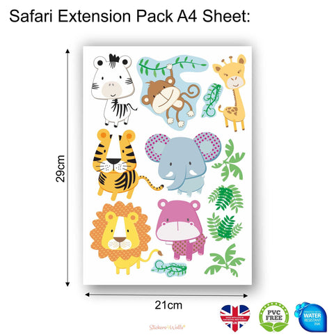 Reusable Safari Animal Fabric Wall Sticker Set, With Additional Sets Options Available Jungle Height Chart And Animals