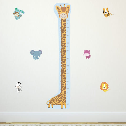 Reusable Safari Animal Fabric Wall Sticker Set, With Additional Sets Options Available Jungle Height Chart And Animals