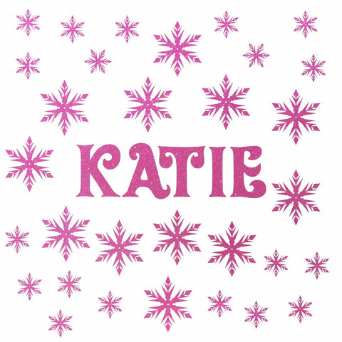 Personalised Frozen Snowflake Sparkly Wall Sticker, Glitter Name Wall Decals