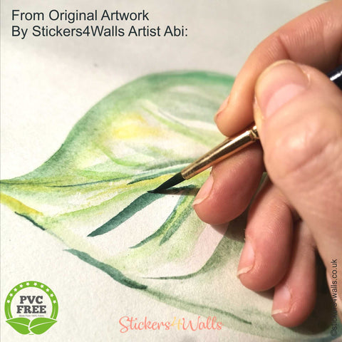 Reusable Cheese Plant Wall Sticker, Original Watercolour Plant Wall Art, Botanical Decals