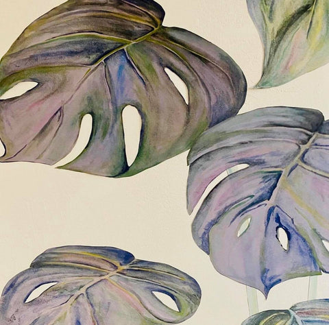 Reusable Cheese Plant Wall Sticker, Original Watercolour Plant Wall Art, Botanical Decals