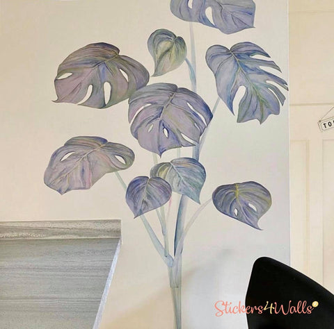 Reusable Cheese Plant Wall Sticker, Original Watercolour Plant Wall Art, Botanical Decals
