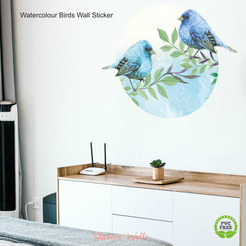 Reusable Fabric Watercolour Birds Wall Sticker, Birds Wall Art Decal