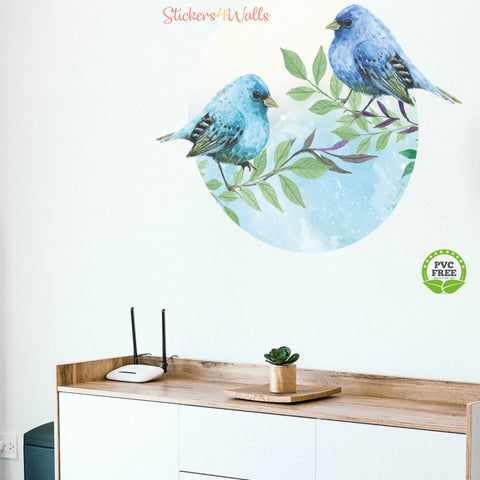 Reusable Fabric Watercolour Birds Wall Sticker, Birds Wall Art Decal