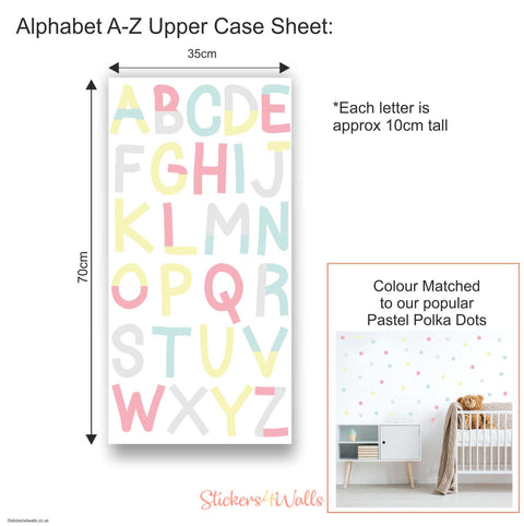 Alphabet & Number Fabric Wall Stickers - Reusable & Repositionable, Pastel Coloured