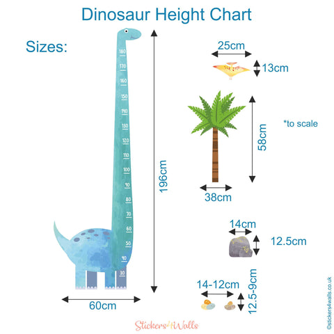 Reusable Dinosaur Height Chart Wall Sticker, Kid's Height Chart, Family Height Chart Wall Decal