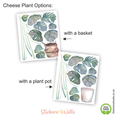 Reusable Cheese Plant Wall Sticker, Original Watercolour Plant Wall Art, Botanical Decals