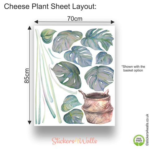Reusable Cheese Plant Wall Sticker, Original Watercolour Plant Wall Art, Botanical Decals