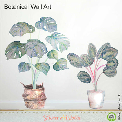 Reusable Calathea Medallion Plant Wall Sticker, Original Watercolour Life Size Plant Wall Art, Botanical Decals