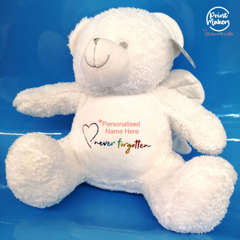 Never Forgotten Memory Angel Bear, Soft Toy With Personalisation Name Option