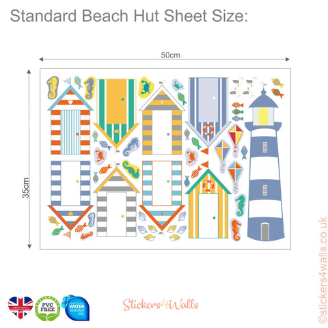 Reusable Beach Hut Fabric Wall Stickers, Seaside Themed Wall Art