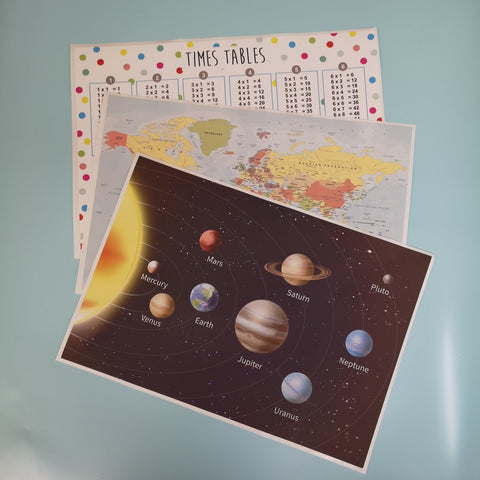 Educational Wall Sticker Pack For Keystage 2 Pupils, Sets Of 3 Reusable Wall Stickers For Home Schooling