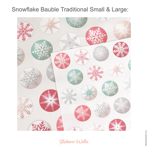 Reusable Scandinavian Style Snowflake Bauble Wall Stickers