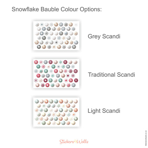 Reusable Scandinavian Style Snowflake Bauble Wall Stickers