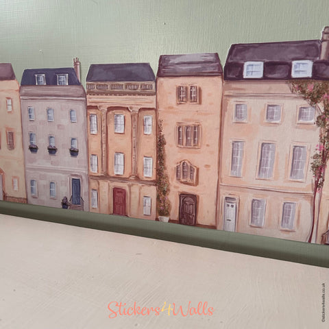 Row of Houses, Bath City Wall Sticker, Street Scene Border Home Wall Decal