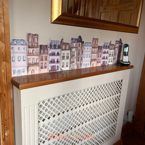 Row of Houses, Paris City Wall Sticker, Street Scene Border Decal