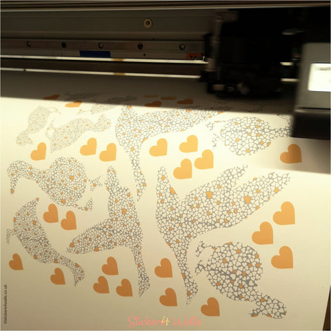 Reusable Fabric Duck Wall Stickers, Set of 15 Ducks and 50 Heart Wall Decals