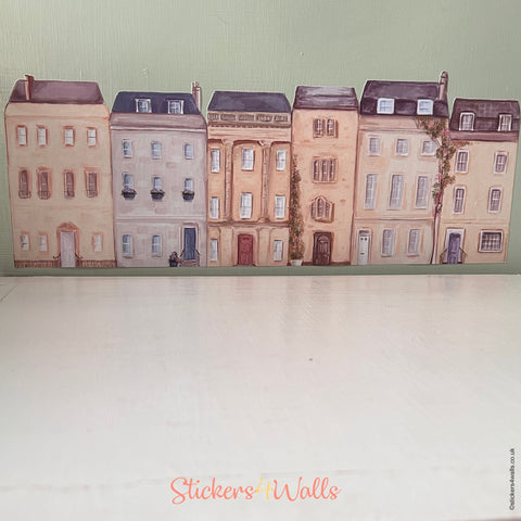 Row of Houses, Bath City Wall Sticker, Street Scene Border Home Wall Decal