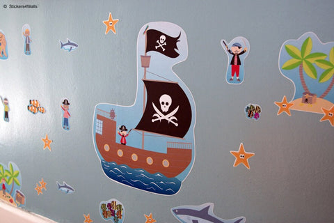 Reusable Pirate Wall Stickers, Pirate Wall Decal Set, Interactive Story Wall Stickers, Pirate Room Theme Designs