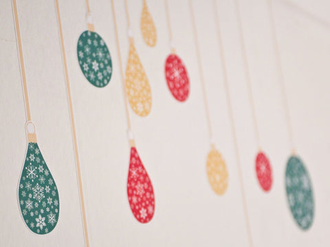 Reusable Fabric Christmas Bauble Wall Stickers, Christmas Red, Gold and Green Bauble Fabric Decals